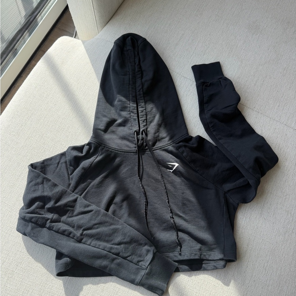 Gymshark Black Cropped Hoodie
